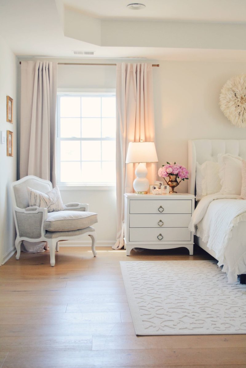 Elegant White Master Bedroom & Blush Decorative Pillowsl - The Pink Dream