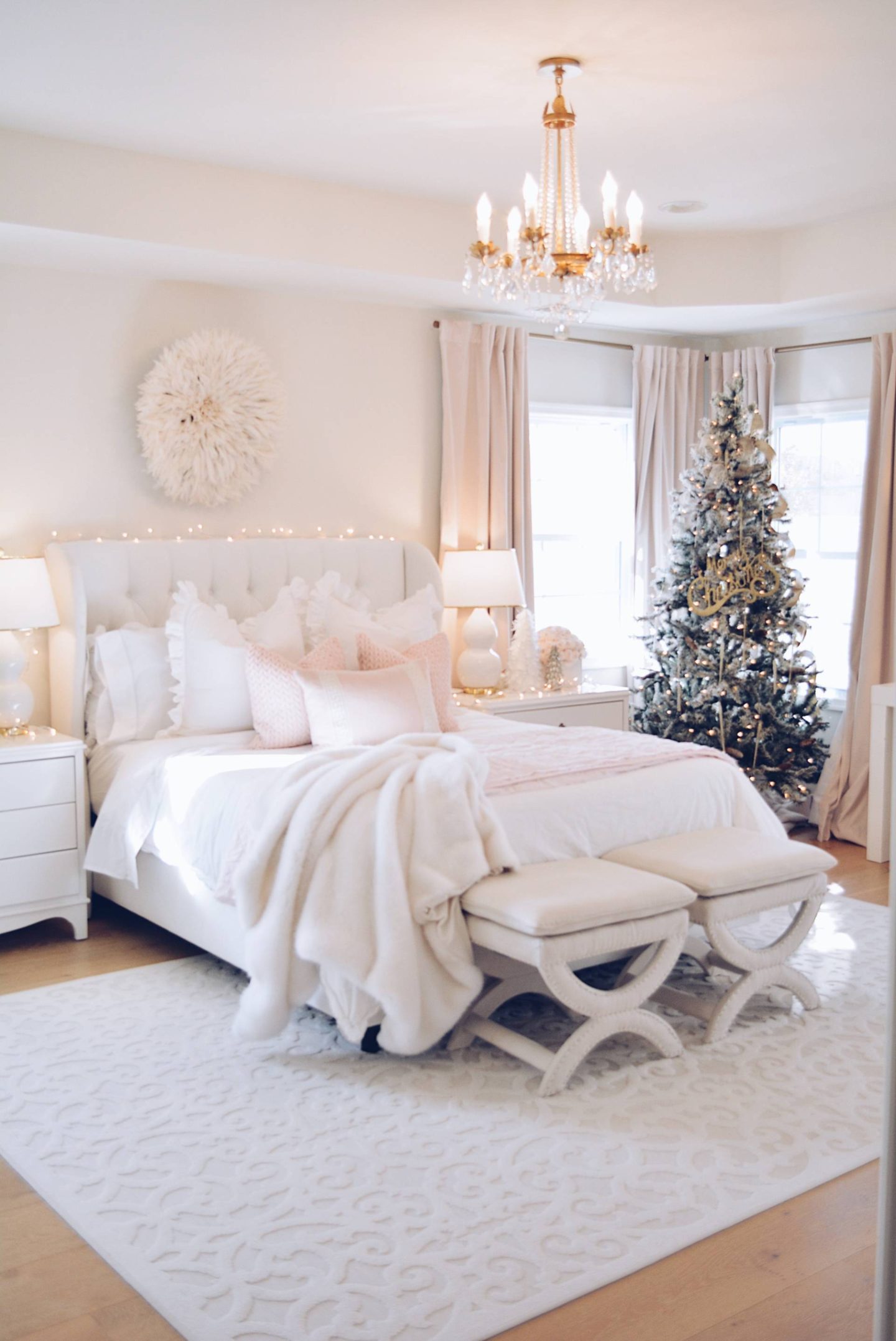 A Christmas bedroom with Gap Home for Walmart